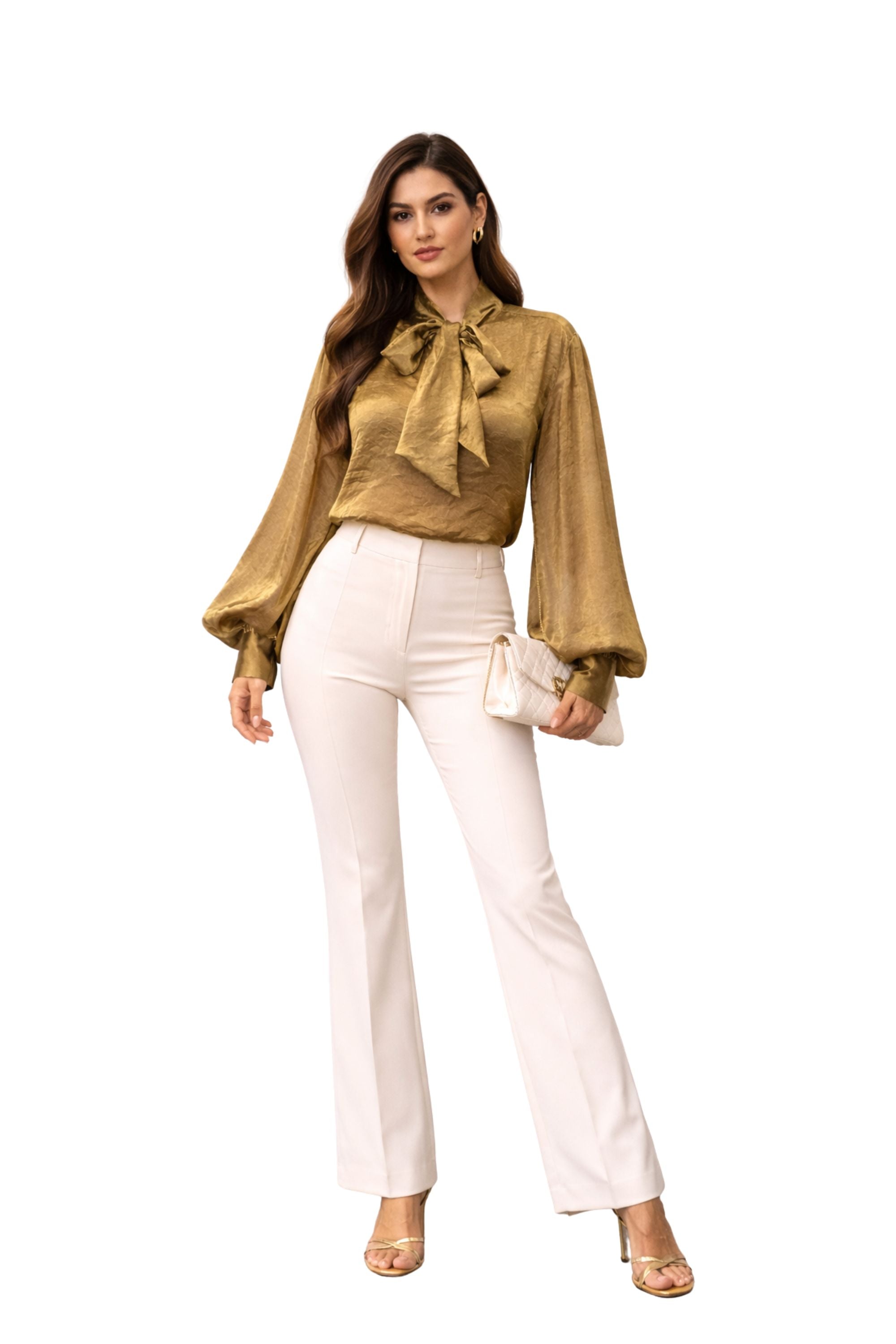 gold organza bow top for women sheer textured statement womenswear India