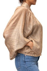 sheer gold organza jacket with relaxed fit for women modern fashion India
