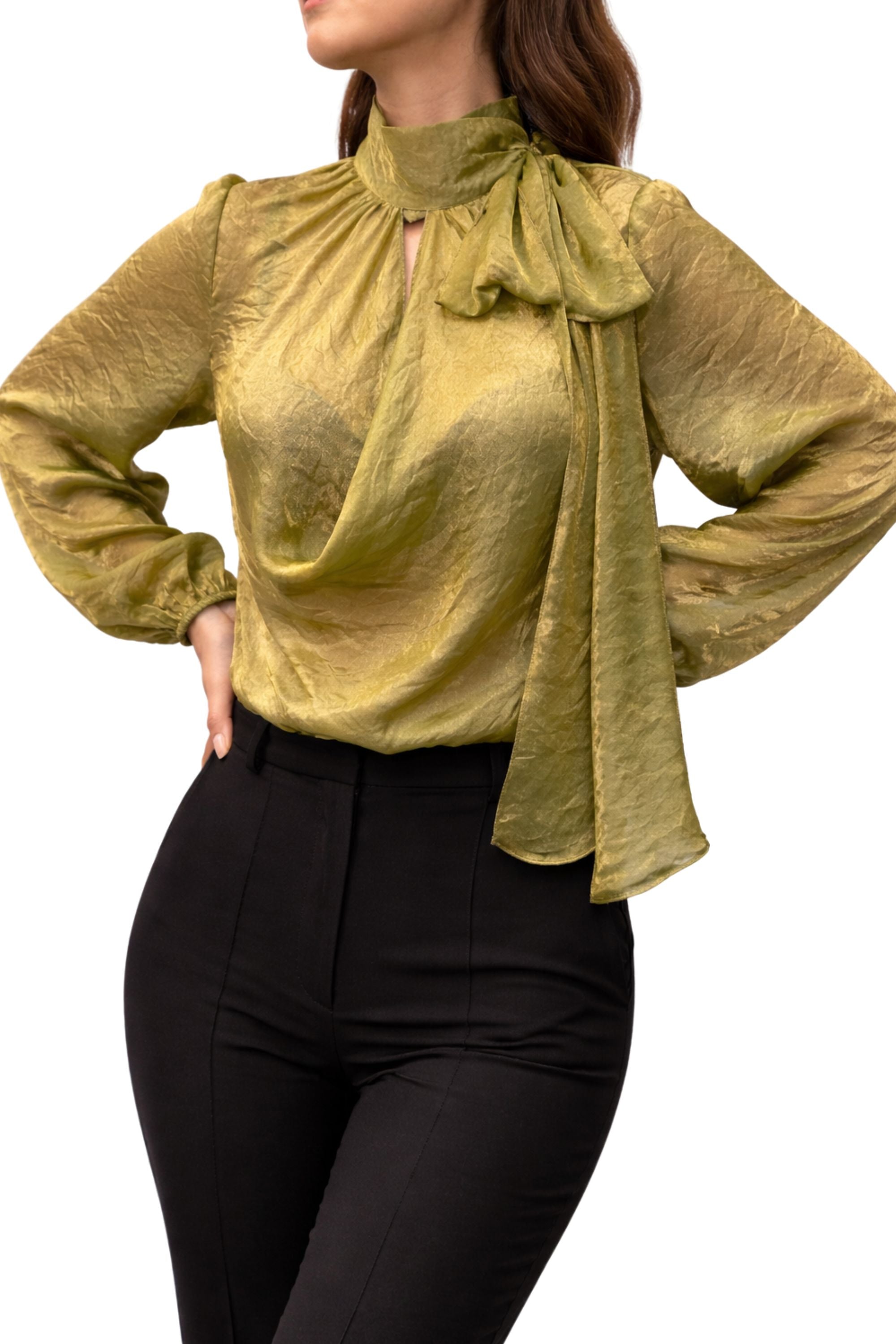 green organza statement top for women party and occasion wear India