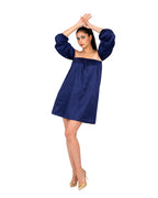 Navy off shoulder mini dress for women
