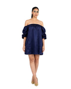 navy off shoulder mini dress for women