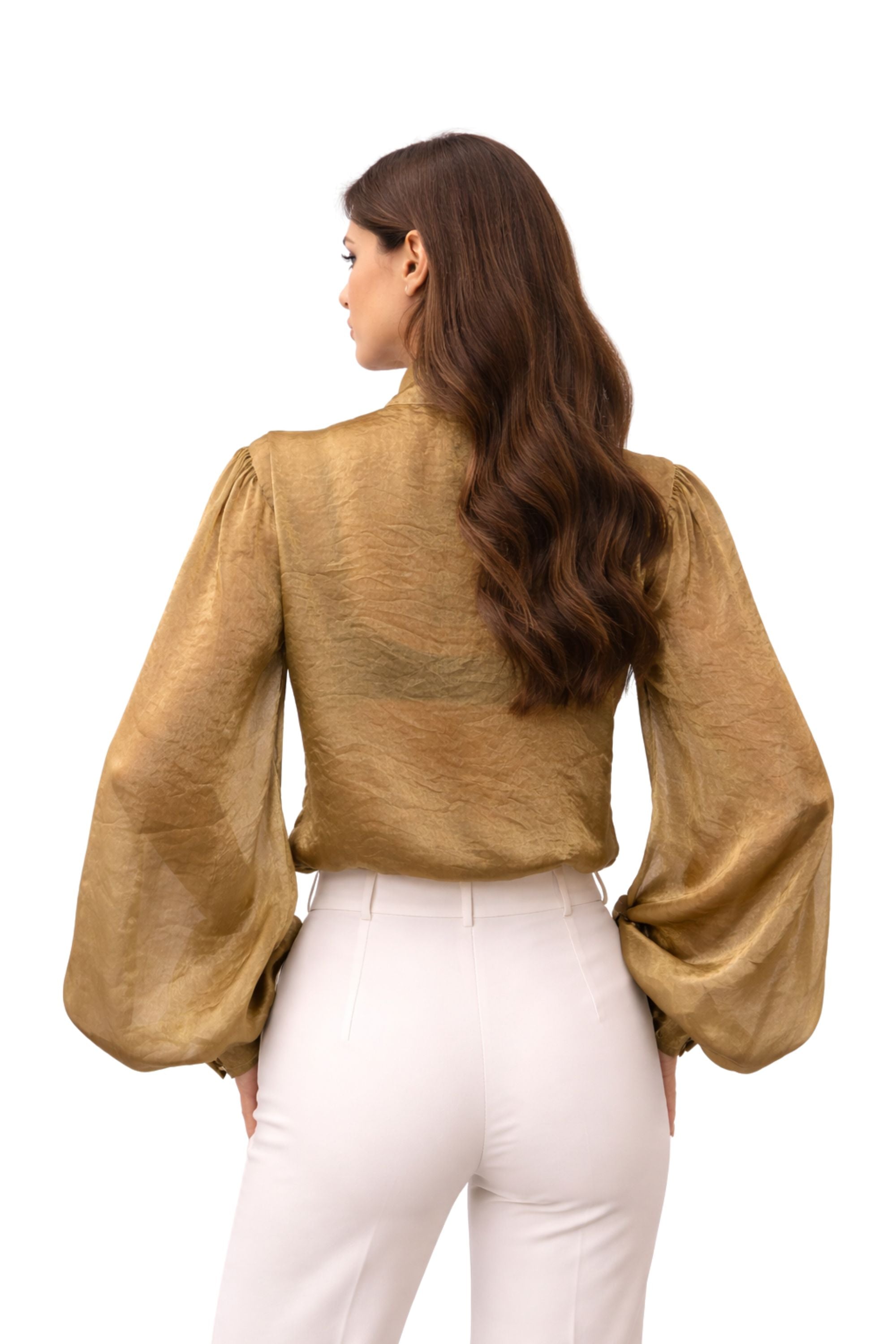 lightweight organza bow top gold tone for women party wear India