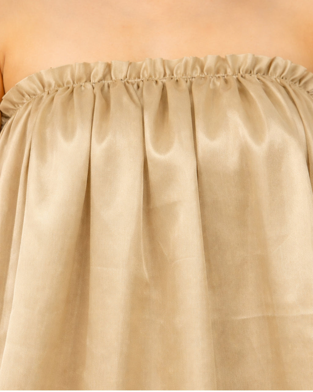 Champagne organza tube bubble mini dress with voluminous silhouette for women